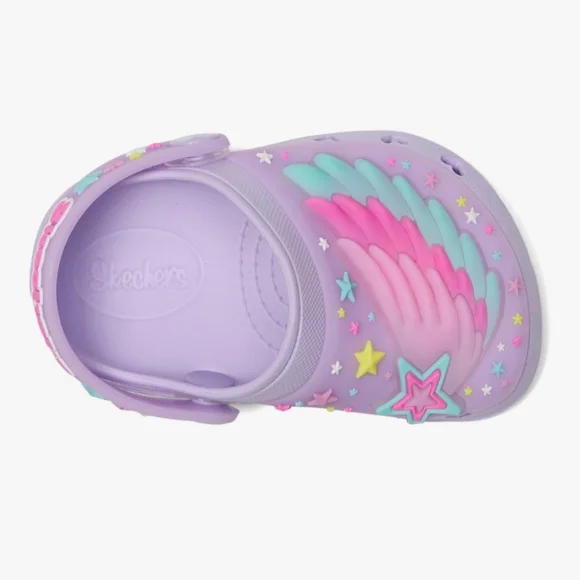 Skechers Light-Up Lavender Clogs with Pink & Mint Winged Stars - Picture 3 of 6